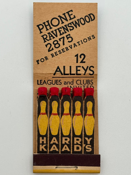 "Harry Kaad’s Bowling" Chicago, IL Vintage Feature Matchbook