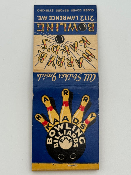 "Harry Kaad’s Bowling" Chicago, IL Vintage Feature Matchbook