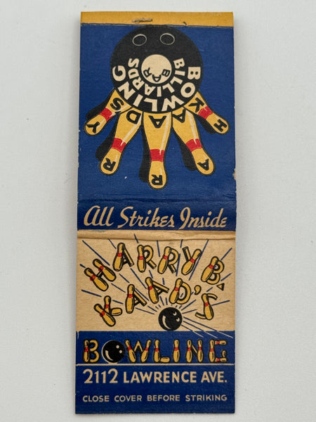 "Harry Kaad’s Bowling" Chicago, IL Vintage Feature Matchbook