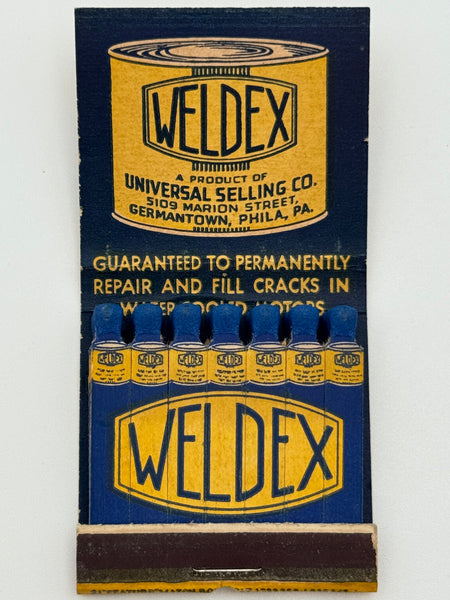 "Weldex / Universal Selling Co." Germantown, Phila, PA Vintage Feature Matchbook