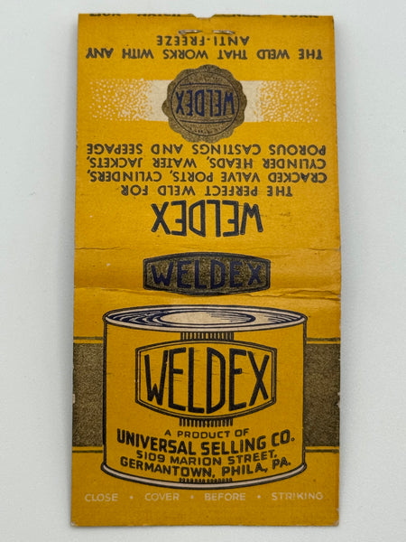 "Weldex / Universal Selling Co." Germantown, Phila, PA Vintage Feature Matchbook