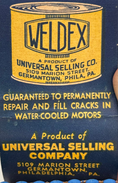 "Weldex / Universal Selling Co." Germantown, Phila, PA Vintage Feature Matchbook