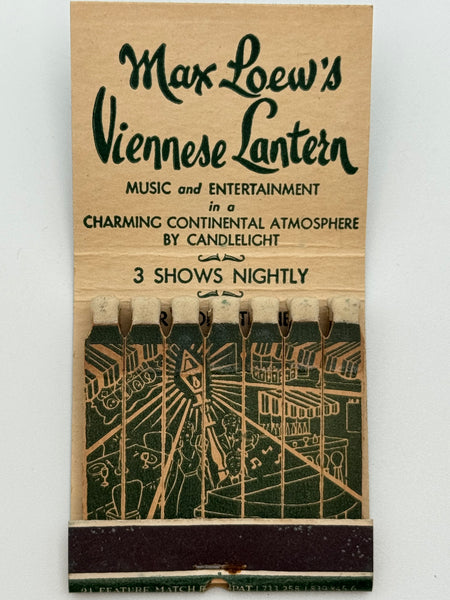 "Max Loew’s Viennese Lantern" NYC, NY Vintage Feature Matchbook