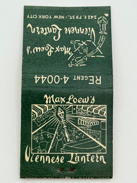 "Max Loew’s Viennese Lantern" NYC, NY Vintage Feature Matchbook