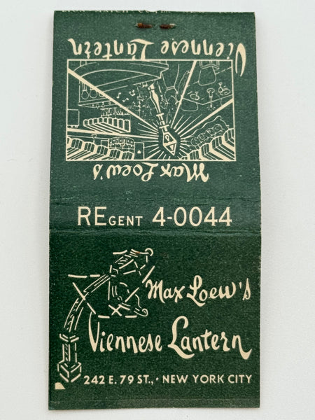 "Max Loew’s Viennese Lantern" NYC, NY Vintage Feature Matchbook