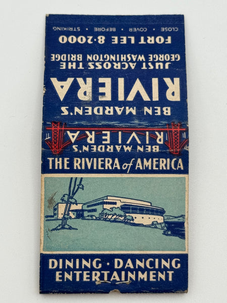 "Ben Marden’s Riviera" Fort Lee, NJ Vintage Feature Matchbook