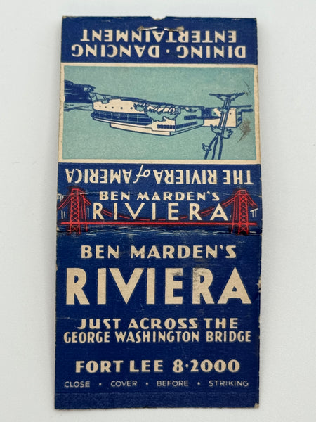 "Ben Marden’s Riviera" Fort Lee, NJ Vintage Feature Matchbook