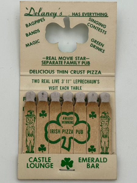 "Jack Delaney’s / Castle Bar / Emerald Bar" Laurel, MD Vintage Feature Matchbook with a Knot-Hole Cover!