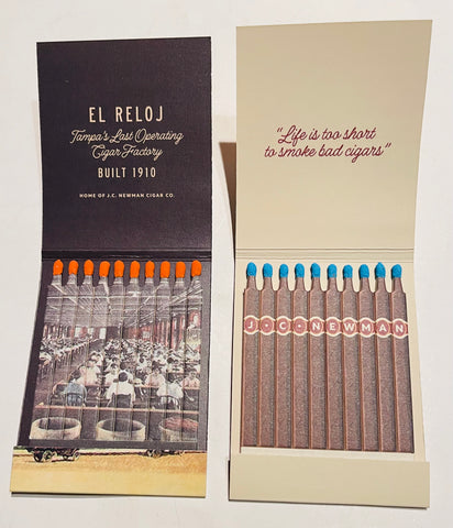 “El Reloj” Tampa, FL Giant Retro Feature Matchbook (Lot of 2)