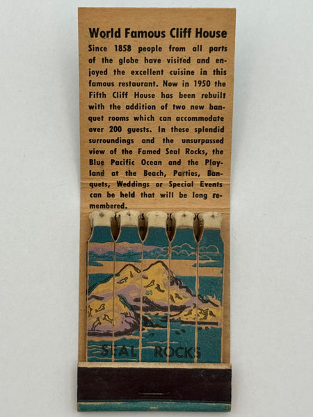 "Cliff House" San Francisco, CA Vintage Feature Matchbook with a Full-Length Cover!