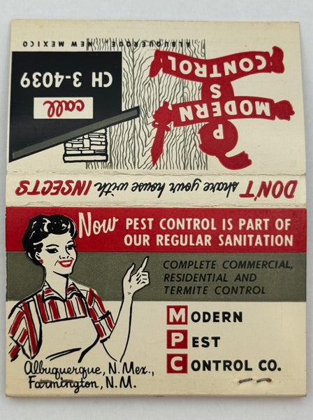 "Modern Pest Control Co." Albuquerque, NM Vintage Feature Matchbook