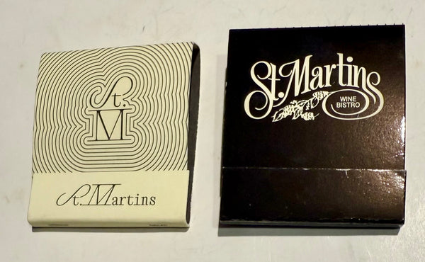 "R. Martins & St. Martins" Lot of 2 Retro Feature Matchbooks