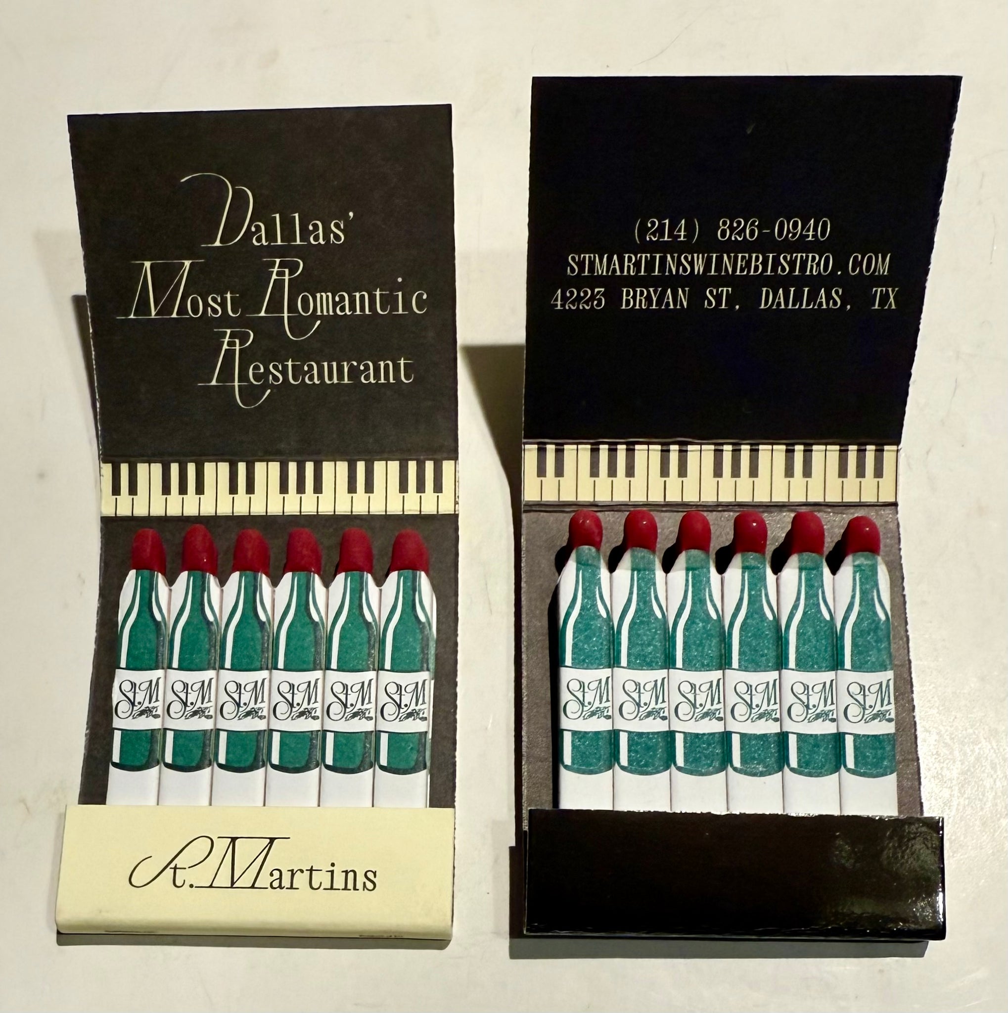"R. Martins & St. Martins" Lot of 2 Retro Feature Matchbooks