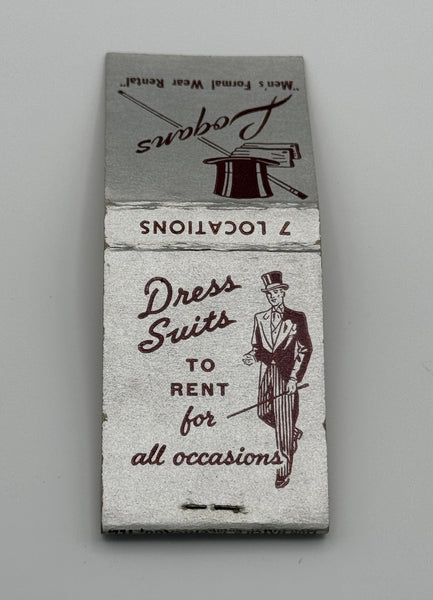 "Logan’s Mens Formalwear Rental" Chicago, IL Vintage Feature Matchbook