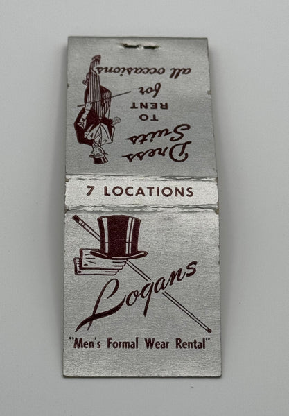 "Logan’s Mens Formalwear Rental" Chicago, IL Vintage Feature Matchbook