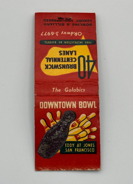 "Downtown Bowl" San Francisco, CA Vintage Feature Matchbook w/ Spot Striker