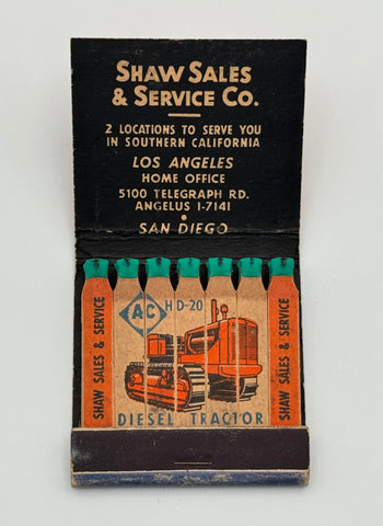 "Shaw Sales & Service Co." Los Angeles, CA Vintage Feature Matchbook