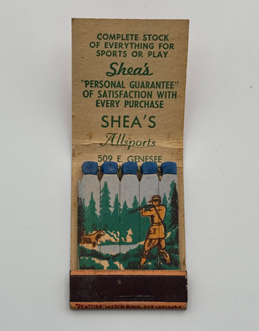 "Shea’s Allsports" Saginaw, MI Vintage Feature Matchbook