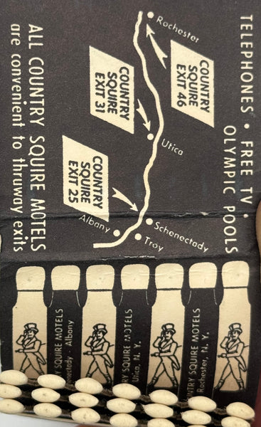 "Country Squire Motels" Upstate, NY Vintage Feature Matchbook