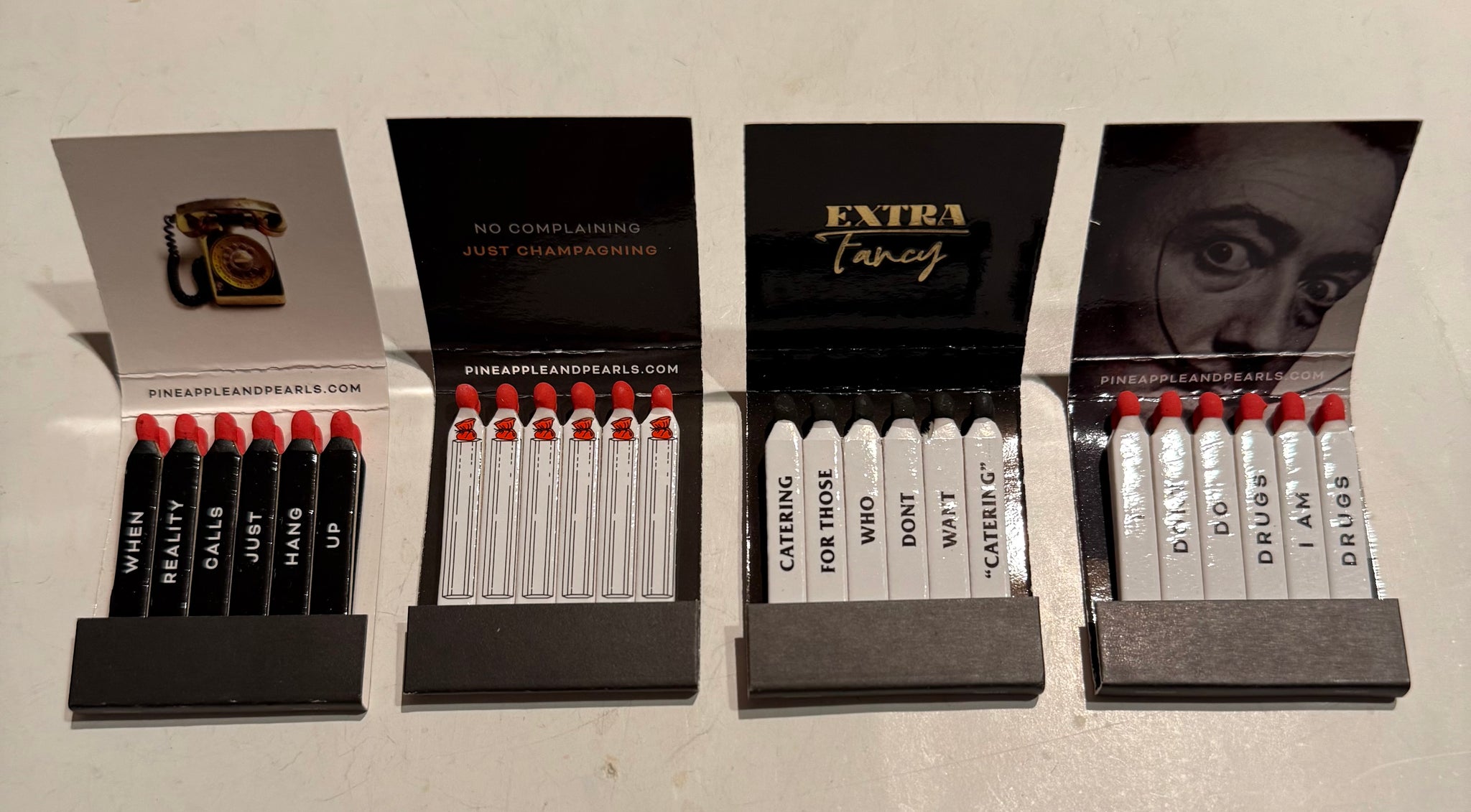 "Pineapple & Pearls" Complete Set of 4 Retro Feature Matchbooks