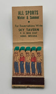 "Sky Tavern at Mt Rose Bowl" Reno, NV Vintage Feature Matchbook