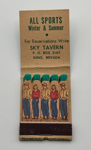 "Sky Tavern at Mt Rose Bowl" Reno, NV Vintage Feature Matchbook