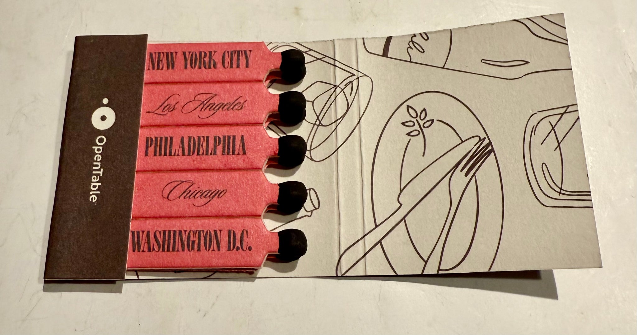 "Open Table Dining Out Social Club" Retro Feature Matchbook
