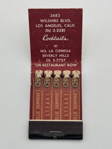 "Ollie Hammond’s" Los Angeles, CA Vintage Feature Matchbook