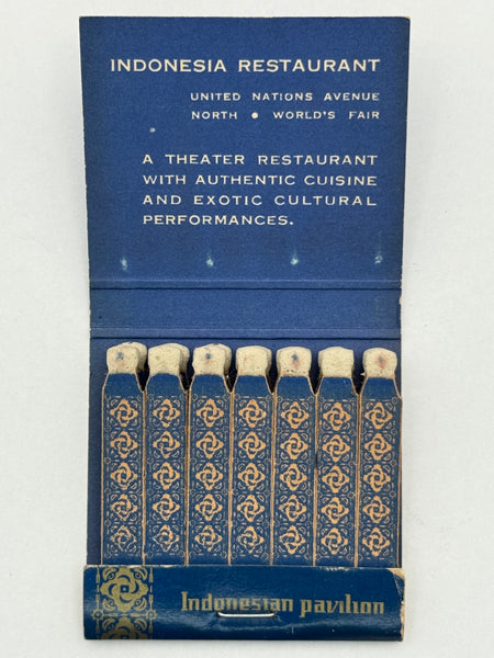 "Indonesian Pavilion" 1965 New York World's Fair Vintage Feature Matchbook
