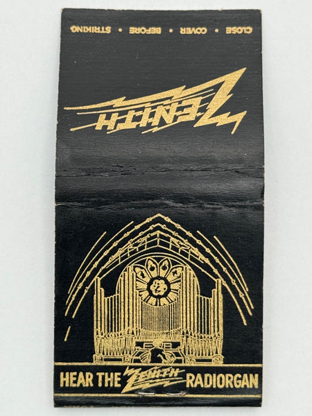 "Zenith Radiorgan" Vintage Feature Matchbook R