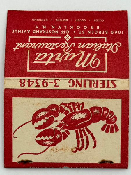 "Marta Italian Restaurant" Brooklyn, NY Vintage Feature Matchbook