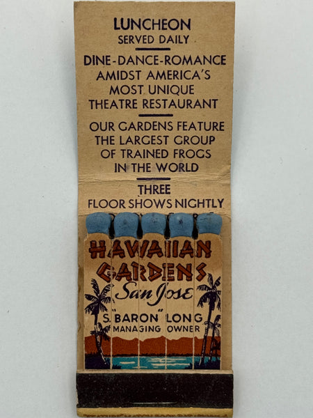 "Hawaiian Gardens" San Jose, CA Vintage Feature Matchbook