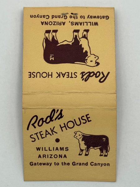 "Rod’s Steak House" Williams, AZ Vintage Feature Matchbook