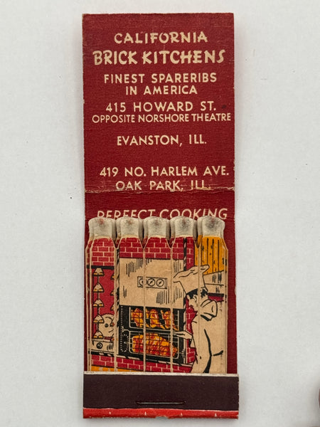 "California Brick Kitchens" Evanston, IL Vintage Feature Matchbook