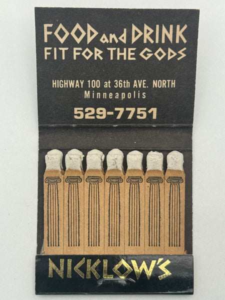 "Nicklows" Minneapolis, MN Vintage Feature Matchbook B