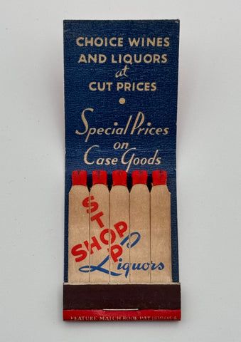 "Stop Shop Liquors" Kansas City, MO Vintage Feature Matchbook