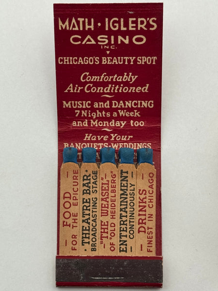 "Math Igler’s Casino" Chicago, IL Vintage Feature Matchbook