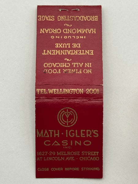 "Math Igler’s Casino" Chicago, IL Vintage Feature Matchbook