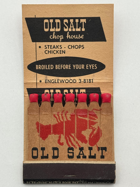 "Old Salt Seafood and Old Salt Chop House" Paramus, NJ Vintage Feature Matchbook