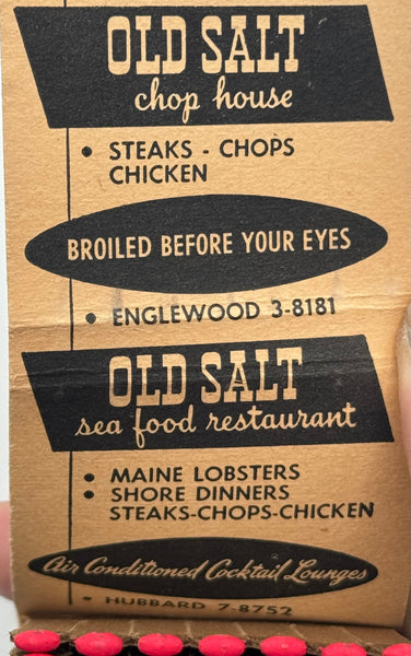 "Old Salt Seafood and Old Salt Chop House" Paramus, NJ Vintage Feature Matchbook