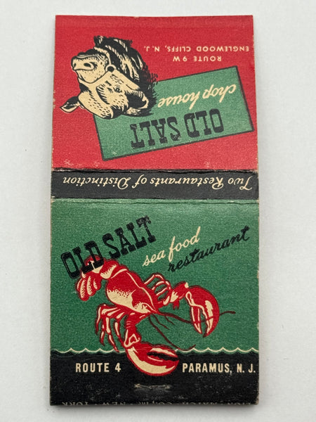 "Old Salt Seafood and Old Salt Chop House" Paramus, NJ Vintage Feature Matchbook