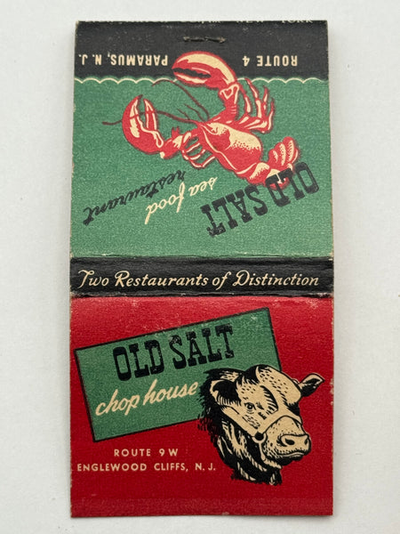 "Old Salt Seafood and Old Salt Chop House" Paramus, NJ Vintage Feature Matchbook