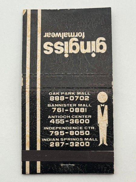 "Gingiss Formalwear" Vintage Feature Matchbook