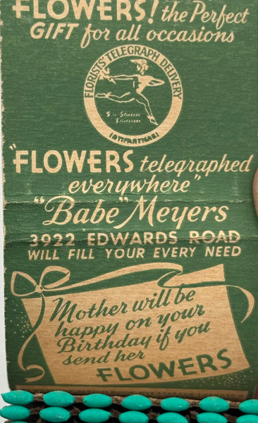 "Charles Meyers Flowers" Cincinnati, OH Vintage Feature Matchbook