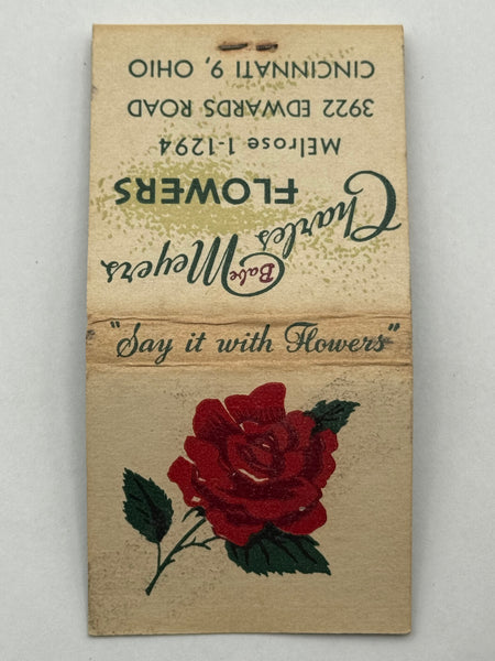 "Charles Meyers Flowers" Cincinnati, OH Vintage Feature Matchbook