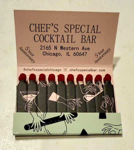 "Chef's Special Cocktail Bar" Wide Retro Feature Matchbook