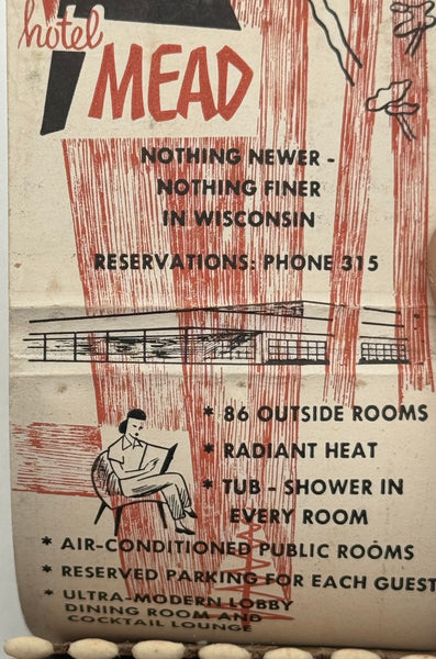 "Hotel Mead" Wisconsin Rapids, WI Vintage Feature Matchbook