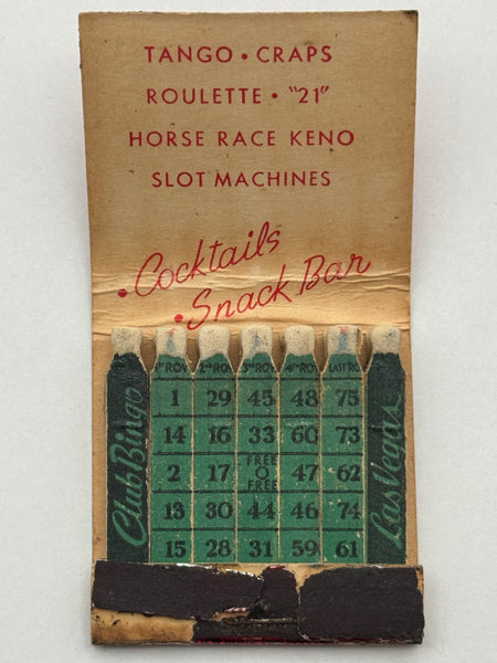 "Club Bingo" Las Vegas, NV Vintage Feature Matchbook