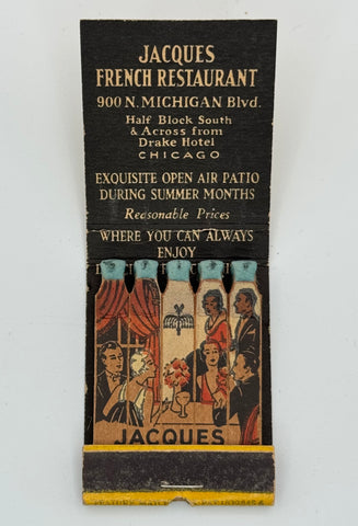 "Jacques French Restaurant" Chicago, IL Vintage Feature Matchbook