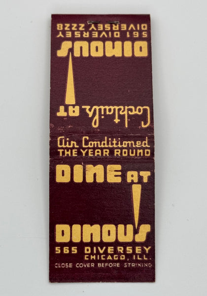 "Cocktails at Dinou’s" Chicago, IL Vintage Feature Matchbook